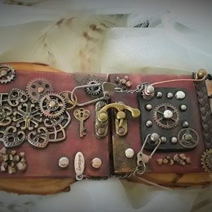 BeaslePunk Art Original Accents - Imagine: 2 joined 3D mini 3"x3" Steampunk canvases BeaslePunk Art Original Accents - Imagine: 2 joined 3D mini 3"x3" Steampunk canvases